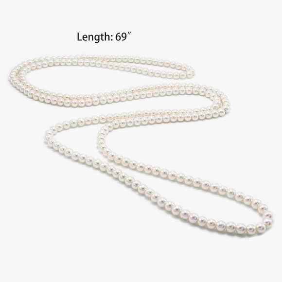 NWT Long Pearl Necklace for Women Faux Pearl Beaded Strands Necklace - Picture 3 of 3